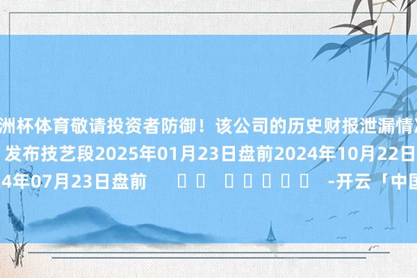 欧洲杯体育敬请投资者防御!该公司的历史财报泄漏情况:日历(好意思东技艺)发布技艺段2025年01月23日盘前2024年10月22日盘前2024年07月23日盘前 -开云「中国」Kaiyun·官方网站-登录入口