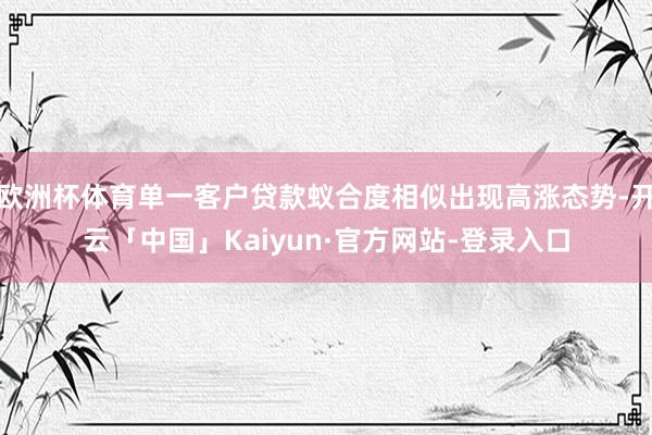 欧洲杯体育单一客户贷款蚁合度相似出现高涨态势-开云「中国」Kaiyun·官方网站-登录入口