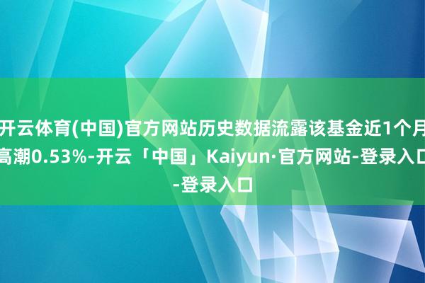 开云体育(中国)官方网站历史数据流露该基金近1个月高潮0.53%-开云「中国」Kaiyun·官方网站-登录入口