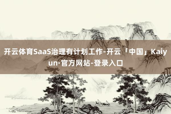 开云体育SaaS治理有计划工作-开云「中国」Kaiyun·官方网站-登录入口